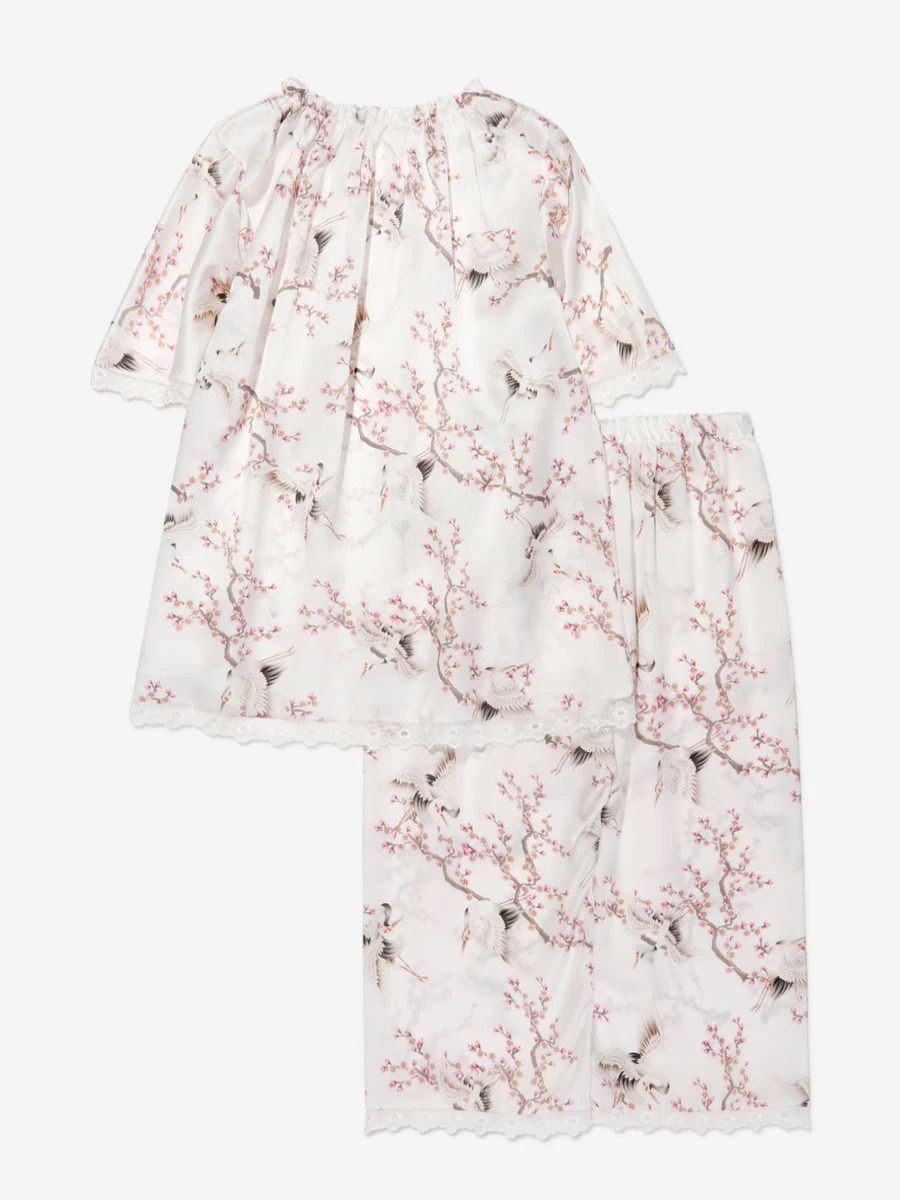 Amiki Girls Silk Bird Print Marite Pyjamas - Comfortable Children's Sleepwear