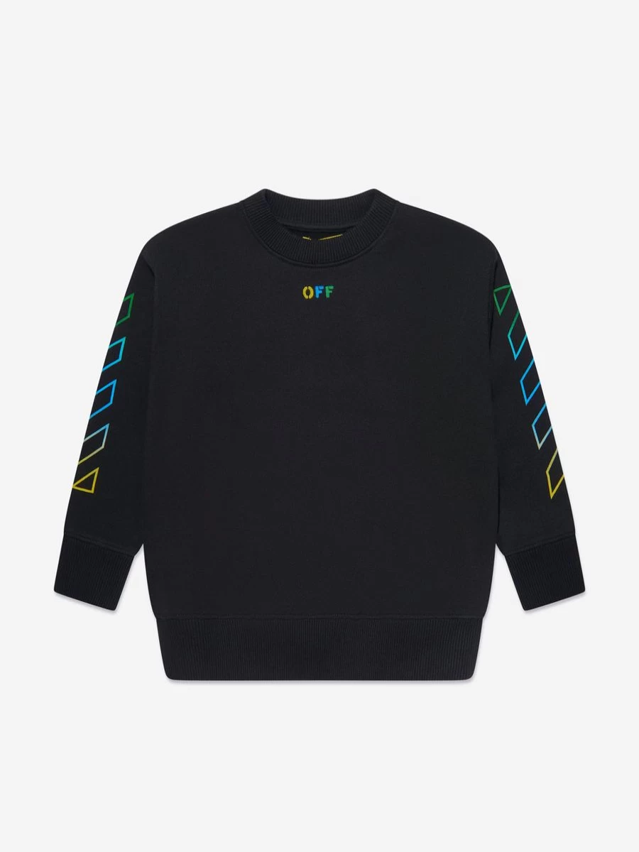 Off-White Girls' Rainbow Arrow Graphic Black Sweatshirt for Kids