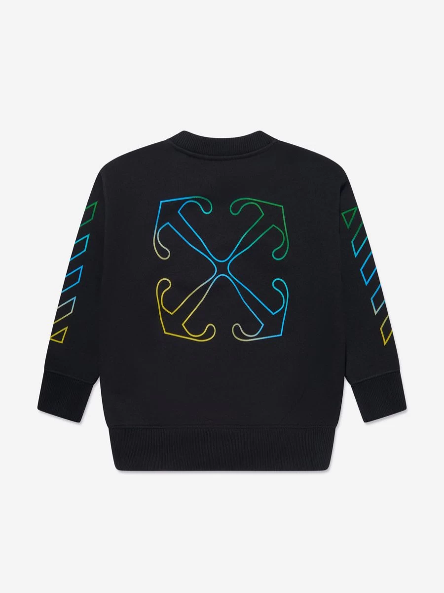 Off-White Girls' Rainbow Arrow Graphic Black Sweatshirt for Kids