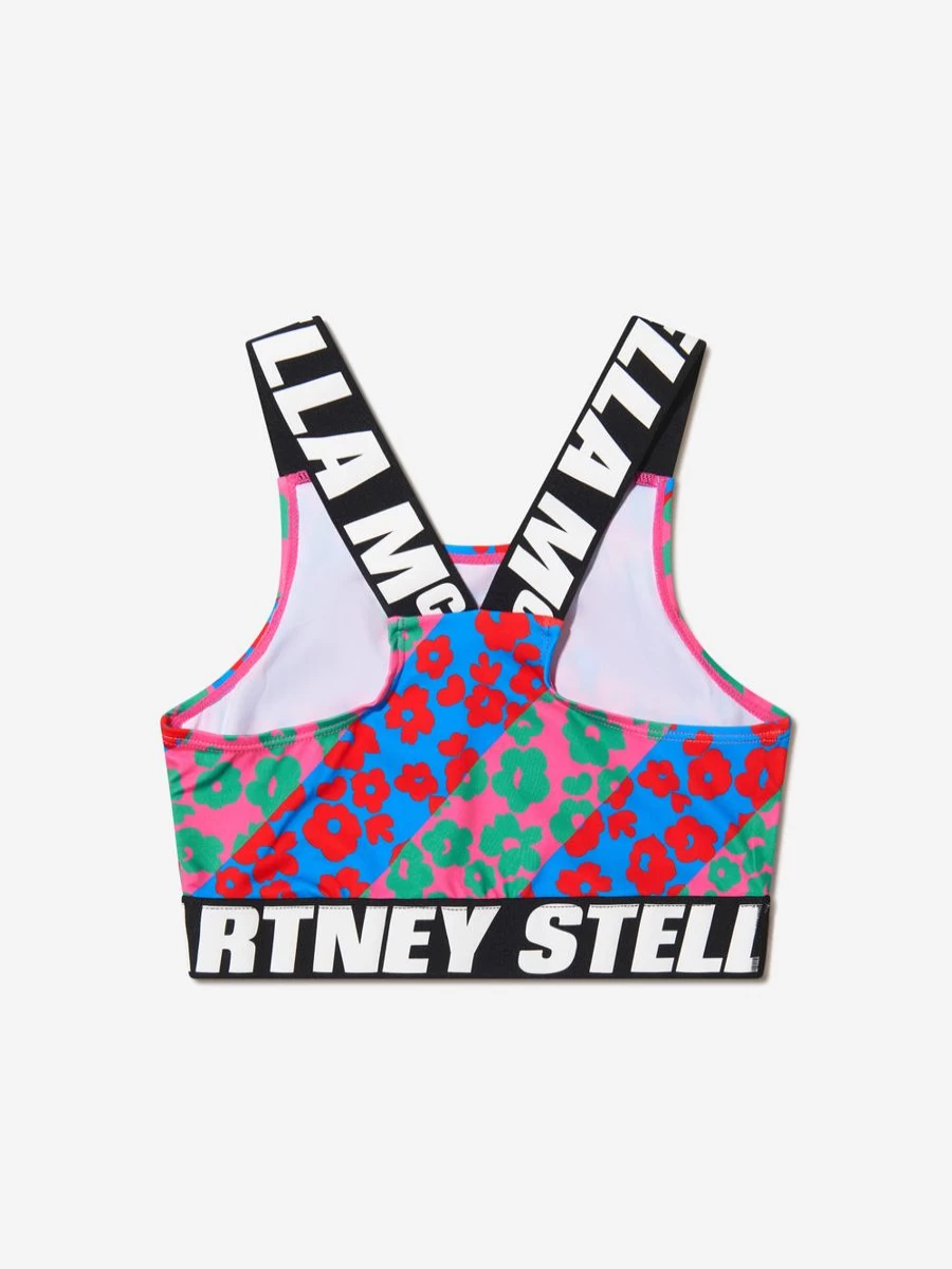Stella McCartney Kids Girls Floral Print Cropped Sports Top - Breathable Athletic Tee for Active Girls