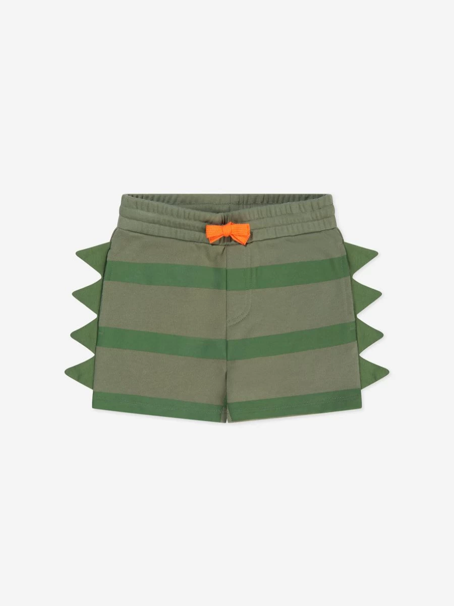 Stella McCartney Kids Boys Green Striped Scaly Shorts
