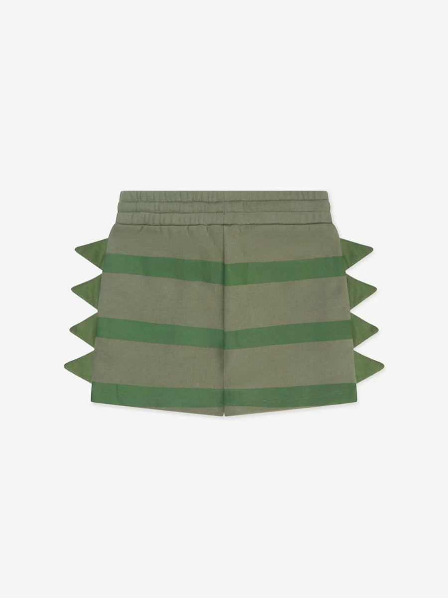 Stella McCartney Kids Boys Green Striped Scaly Shorts