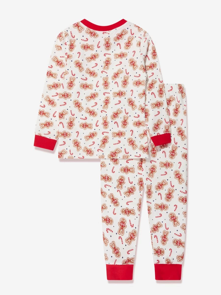 Rachel Riley Boys' White Gingerbread Christmas Pyjamas - Festive Kids Sleepwear