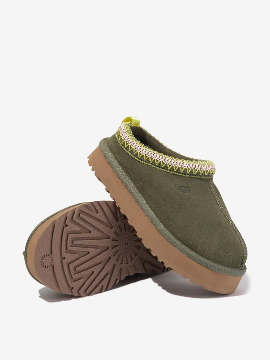 UGG Girls' Green Suede Tazz Slippers | Comfortable & Stylish Footwear
