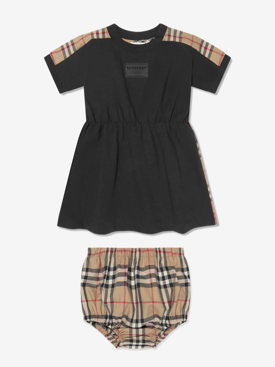 Burberry Kids Baby Girls Lenore Black Dress with Bloomers