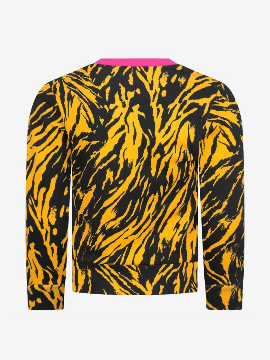 N°21 Girls Yellow Cotton Tiger Print Sweater | Kids Animal Pattern Knitwear