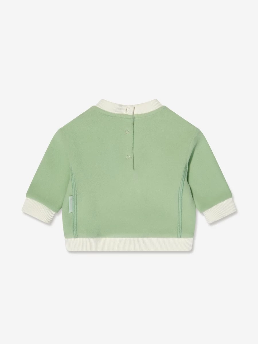 Moncler Enfant Baby Girls Green Logo Sweatshirt - Soft Cotton Hoodie for Infants