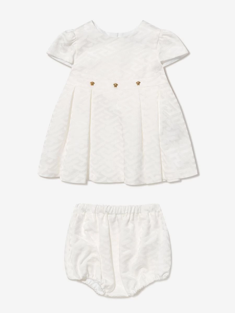 Versace Baby Girls Dress and Bloomers Set - Elegant Floral Print Outfit for Infant and Toddler