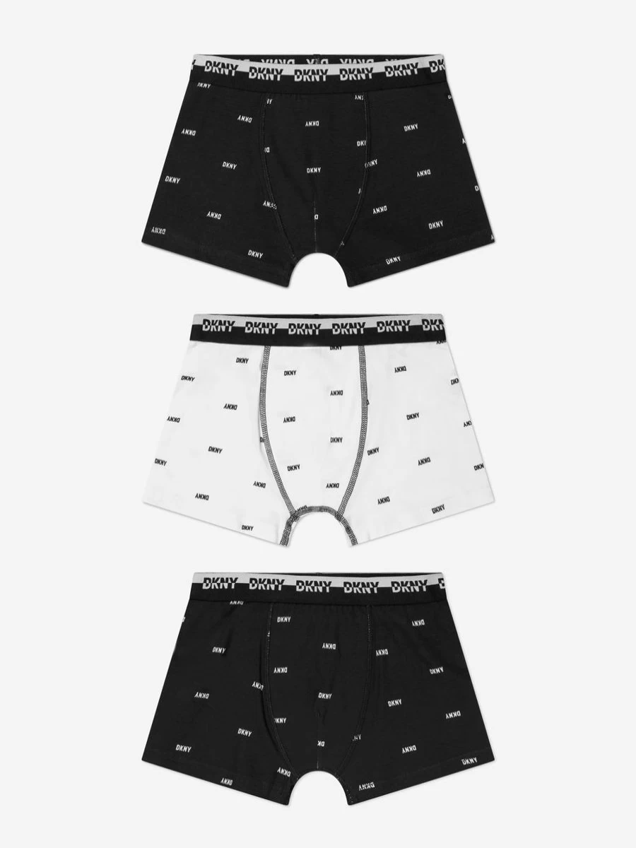 DKNY Boys' 3-Pack Black Boxer Shorts Set for Comfort & Style