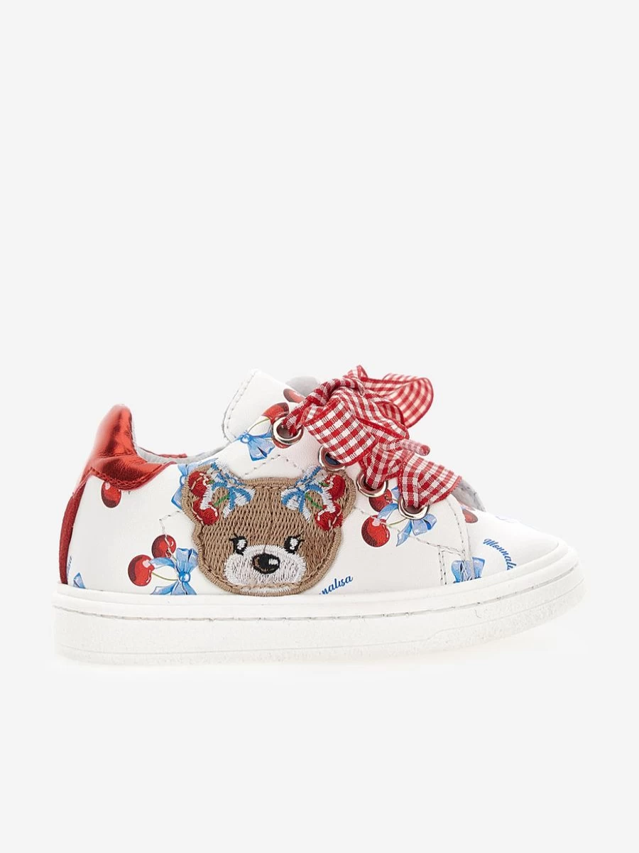 Monnalisa Baby Girls White Teddy Bear Sneakers Trainers