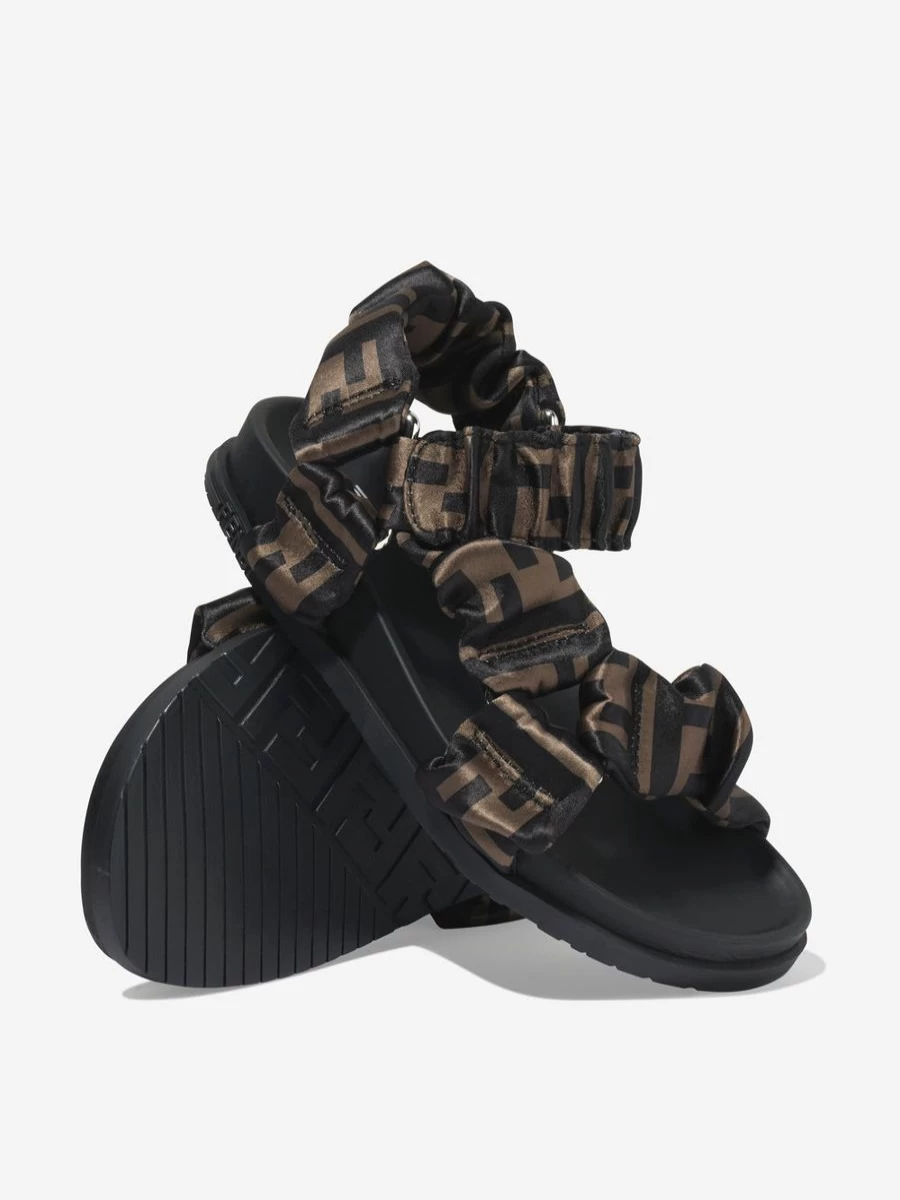 Fendi Kids Girls Brown FF Logo Sandals | Stylish Designer Footwear for Girls