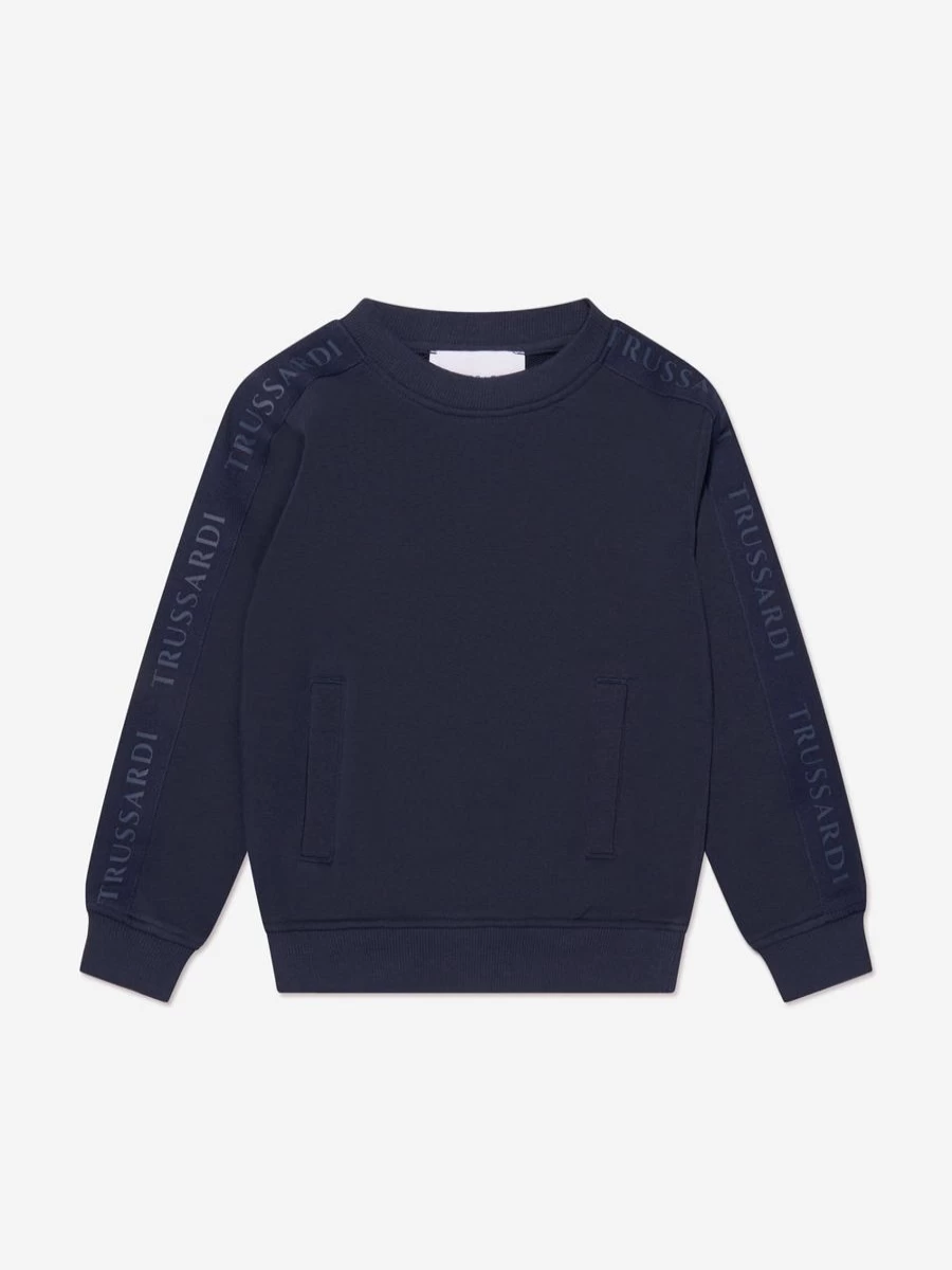 Trussardi Boys Navy Sibbain Sweatshirt for Kids - Comfortable Cotton Pullover