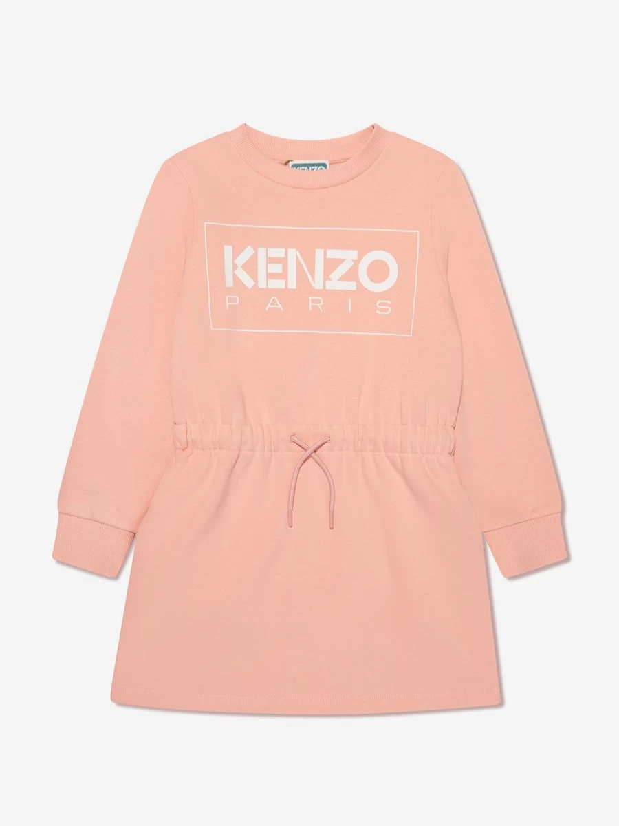 KENZO KIDS Girls Pink Logo Sweater Dress - Casual Kids Fashion