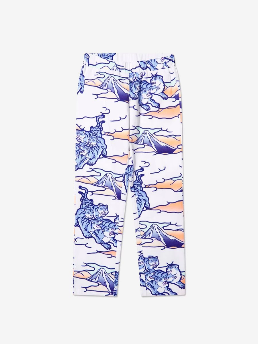 KENZO KIDS Girls White Tiger Print Jeggings for Kids