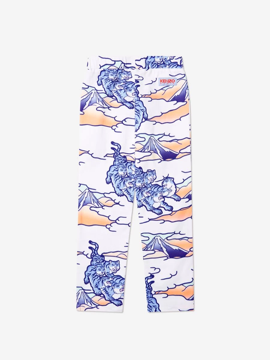 KENZO KIDS Girls White Tiger Print Jeggings for Kids