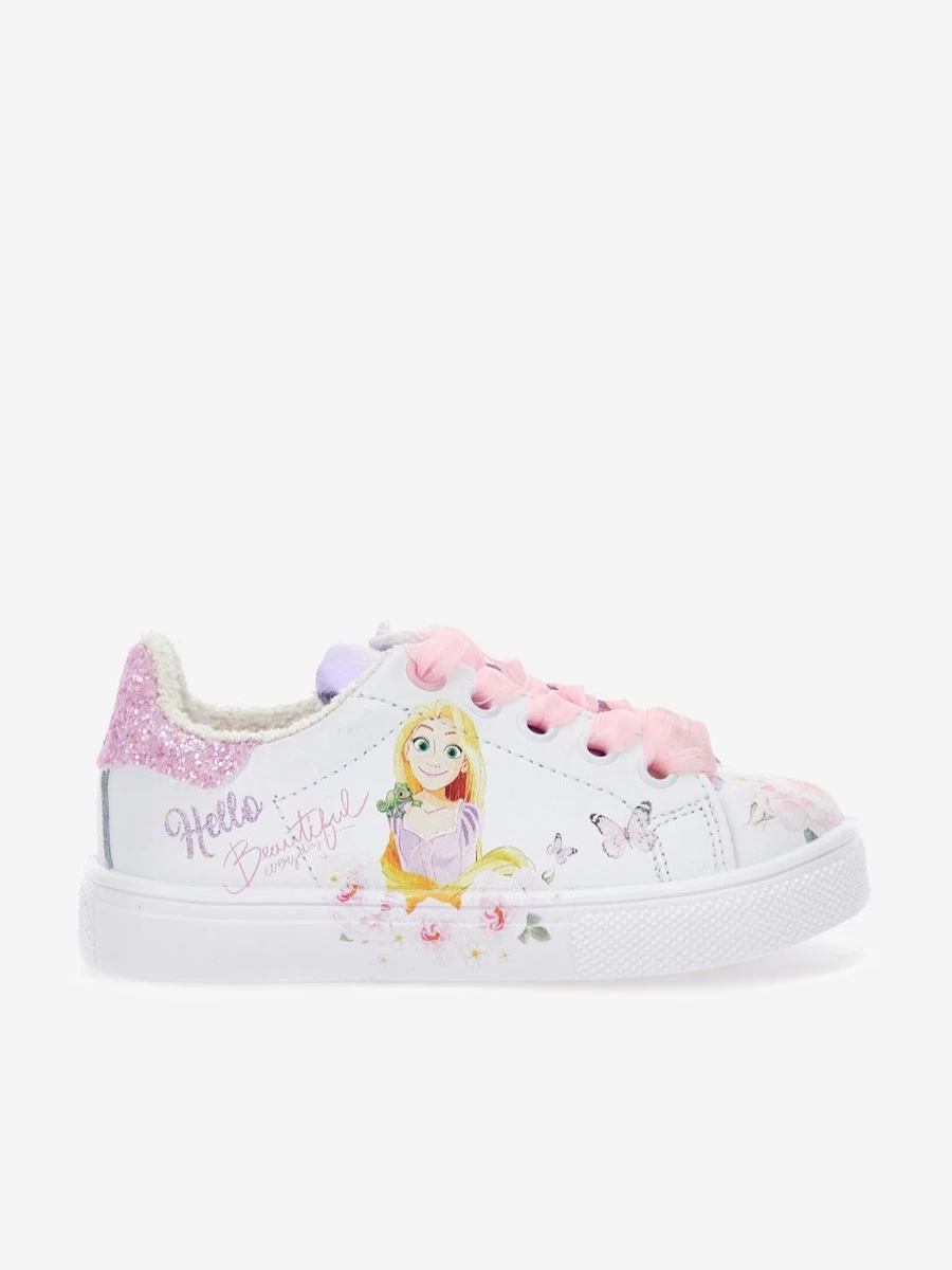 Monnalisa Girls White Princess Trainers - Sparkle Sneakers for Kids