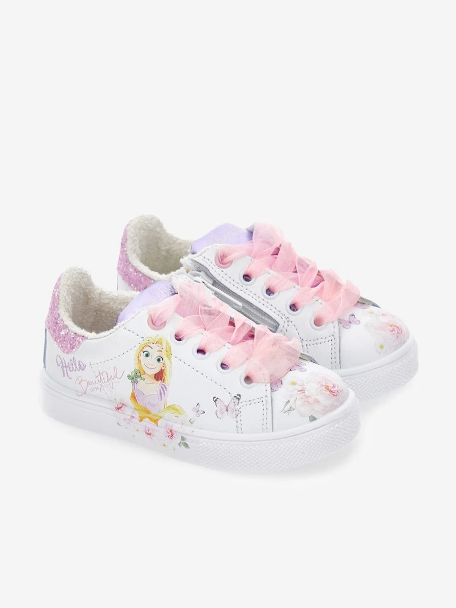 Monnalisa Girls White Princess Trainers - Sparkle Sneakers for Kids