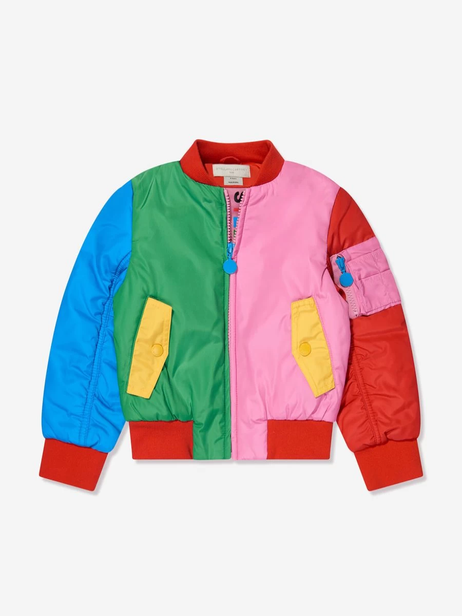 Stella McCartney Kids Teen Multicolour Colourblock Bomber Jacket for Girls