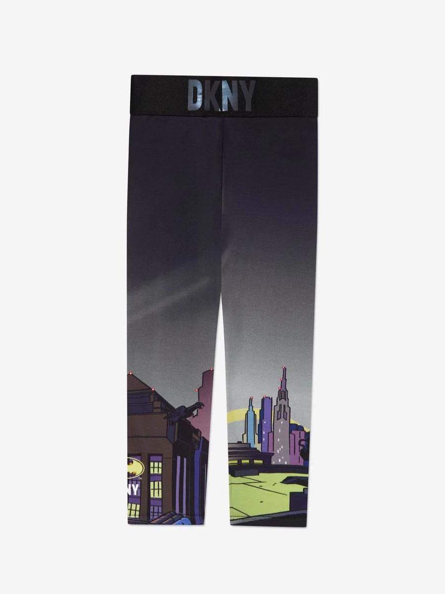 DKNY Girls' Black Batman Print Leggings for Superhero Style