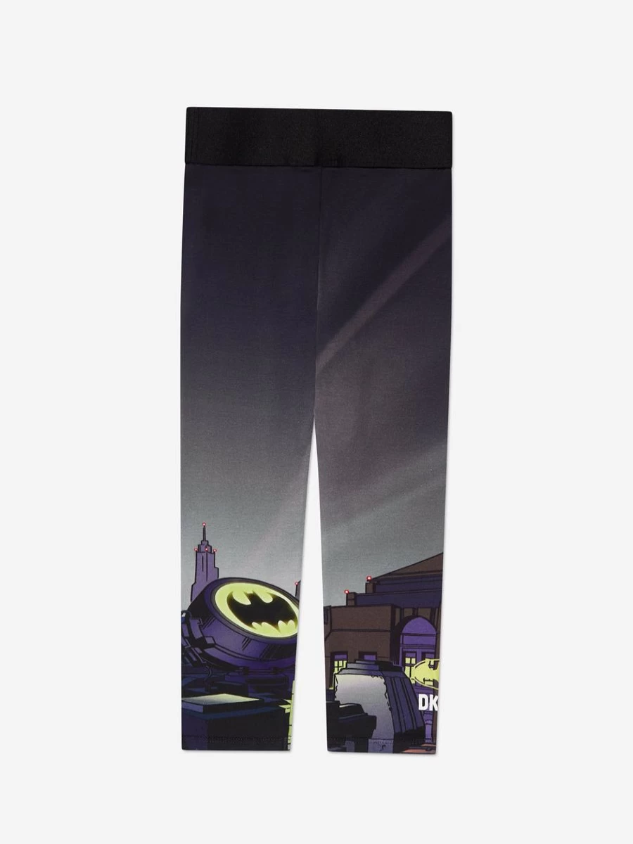 DKNY Girls' Black Batman Print Leggings for Superhero Style