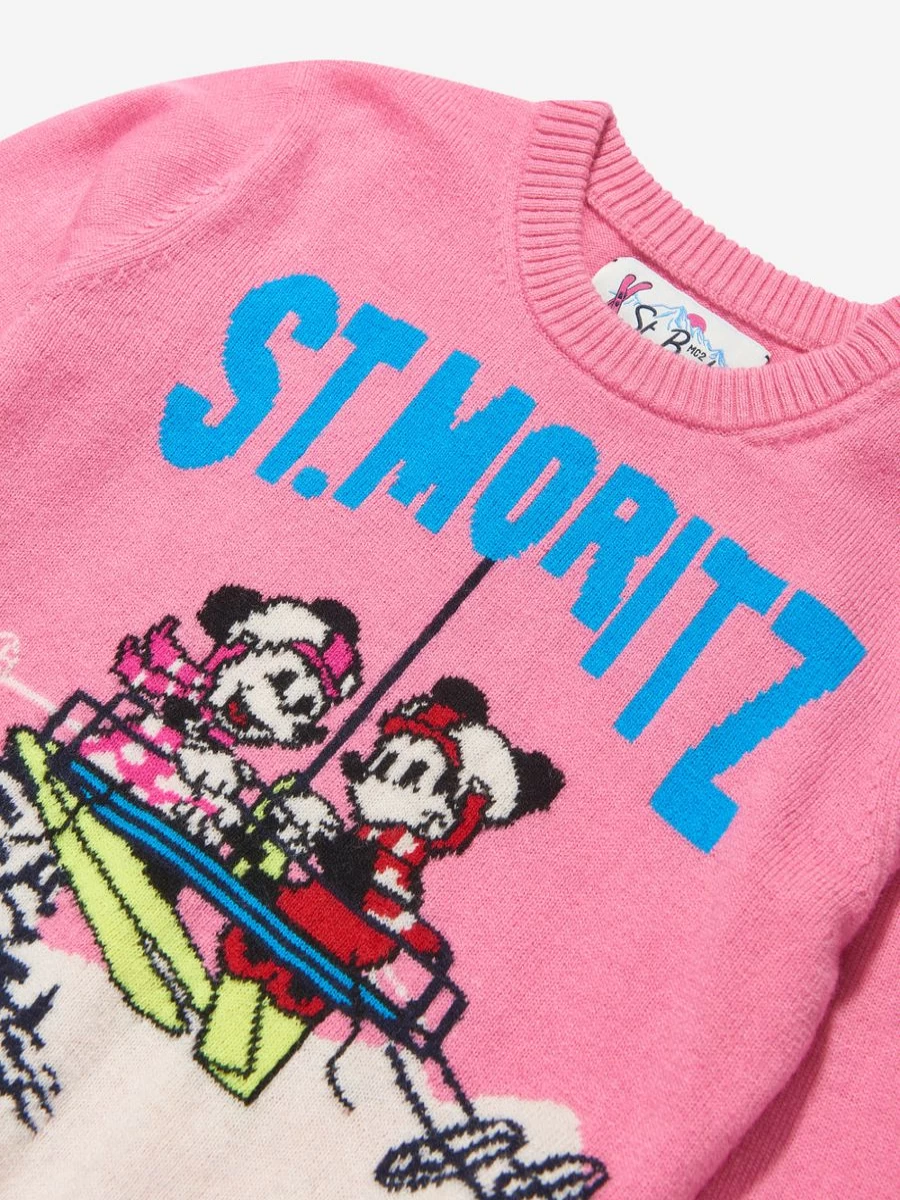 MC2 Saint Barth Teen Girls Pink Mickey Minnie Ski Jumper Sweatshirt