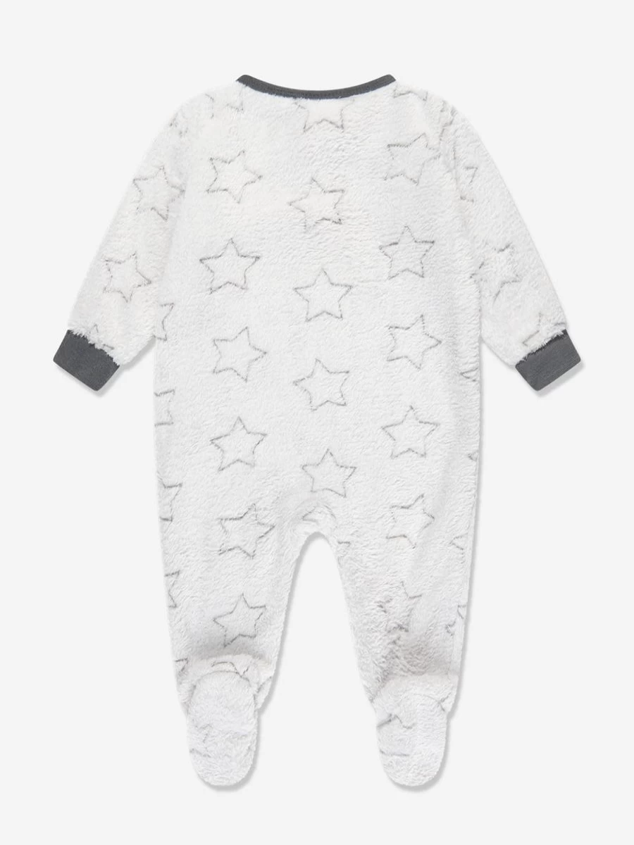 DKNY Baby Boys Grey Fleece Onesie - Soft & Cozy Winter Sleepwear