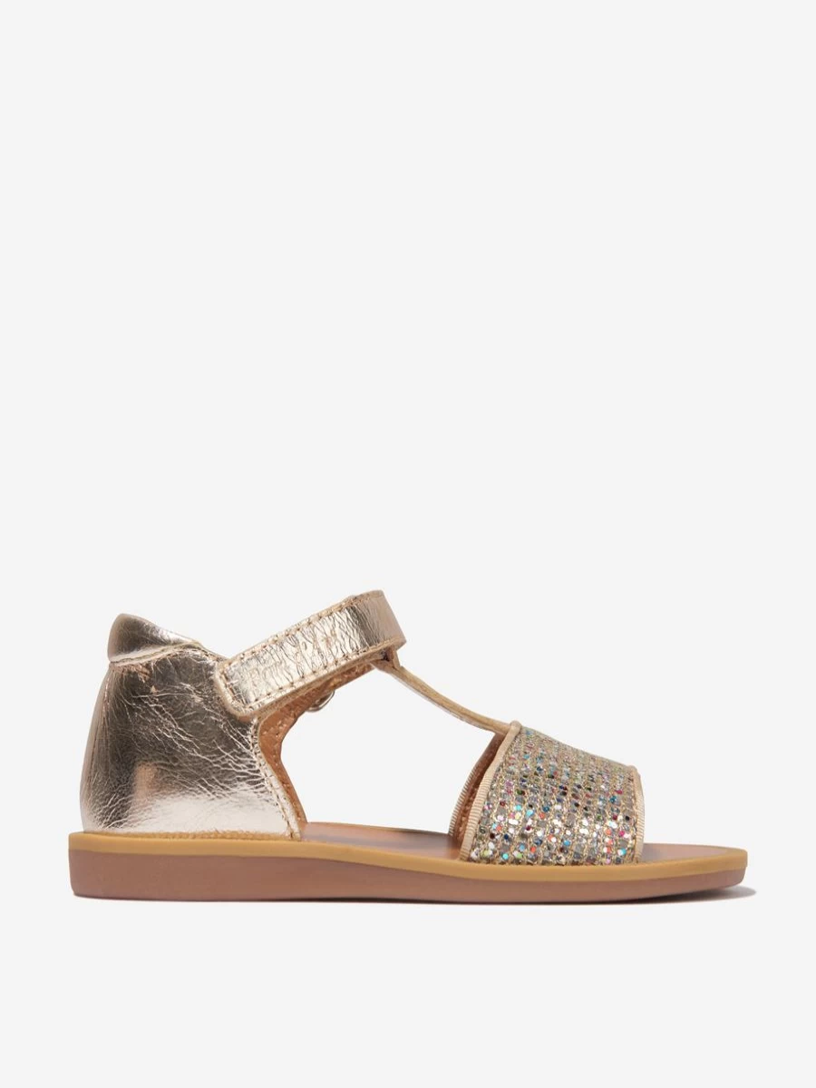 Pom D'Api Baby Girls Gold Poppy Tao Easy Buckle Sandals