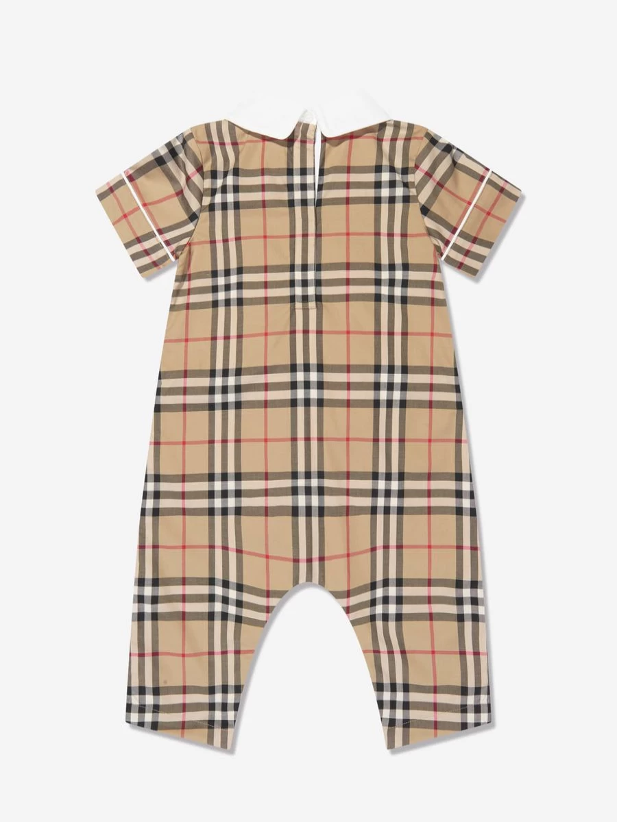Burberry Kids Girls Baby Octavian Romper in Archive Beige Check - Stylish Checkered Jumpsuit for Infants