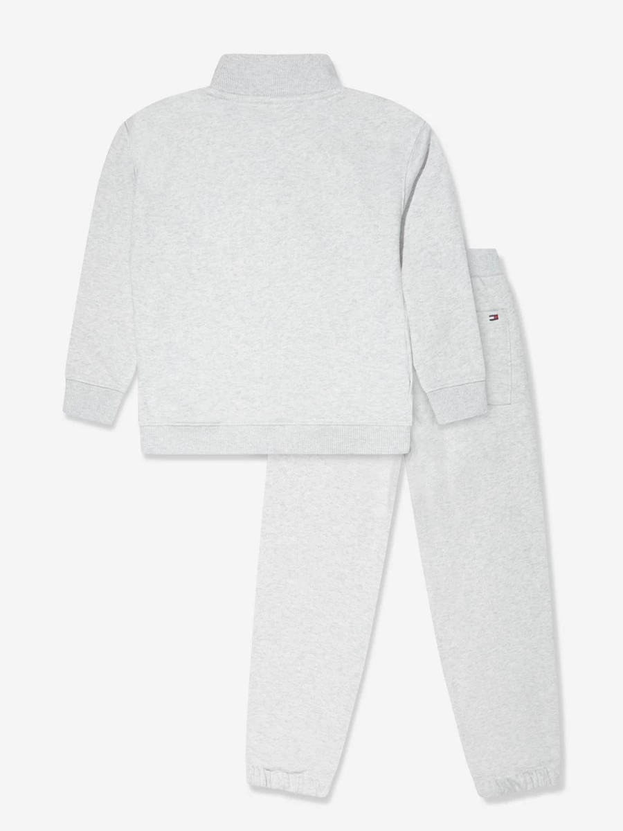 Tommy Hilfiger Boys Grey Logo Flag Tracksuit for Teens - Comfortable Athletic Set