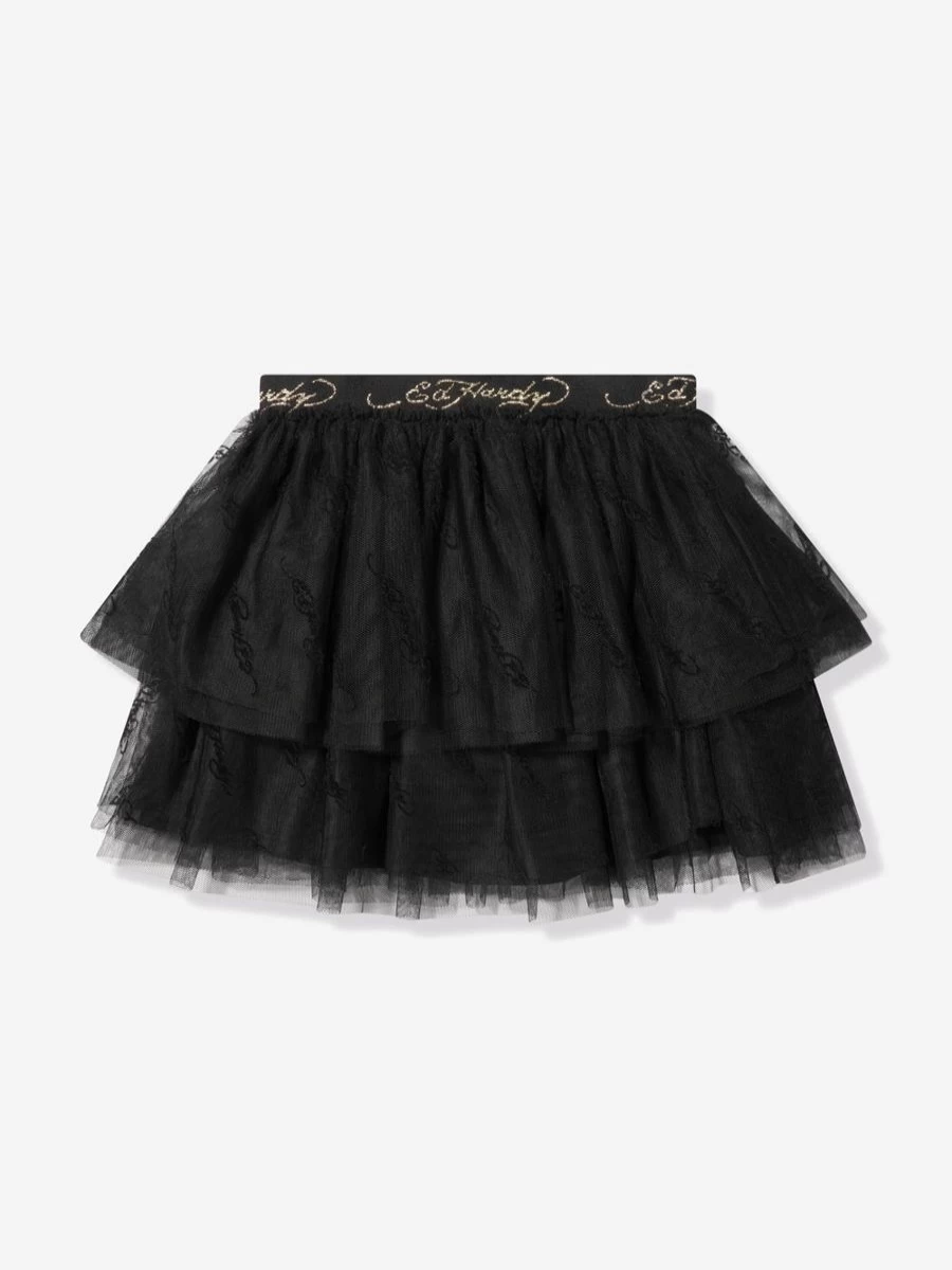 ED Hardy Teen Girls Black Tulle Skirt - Elegant & Stylish Party Wear