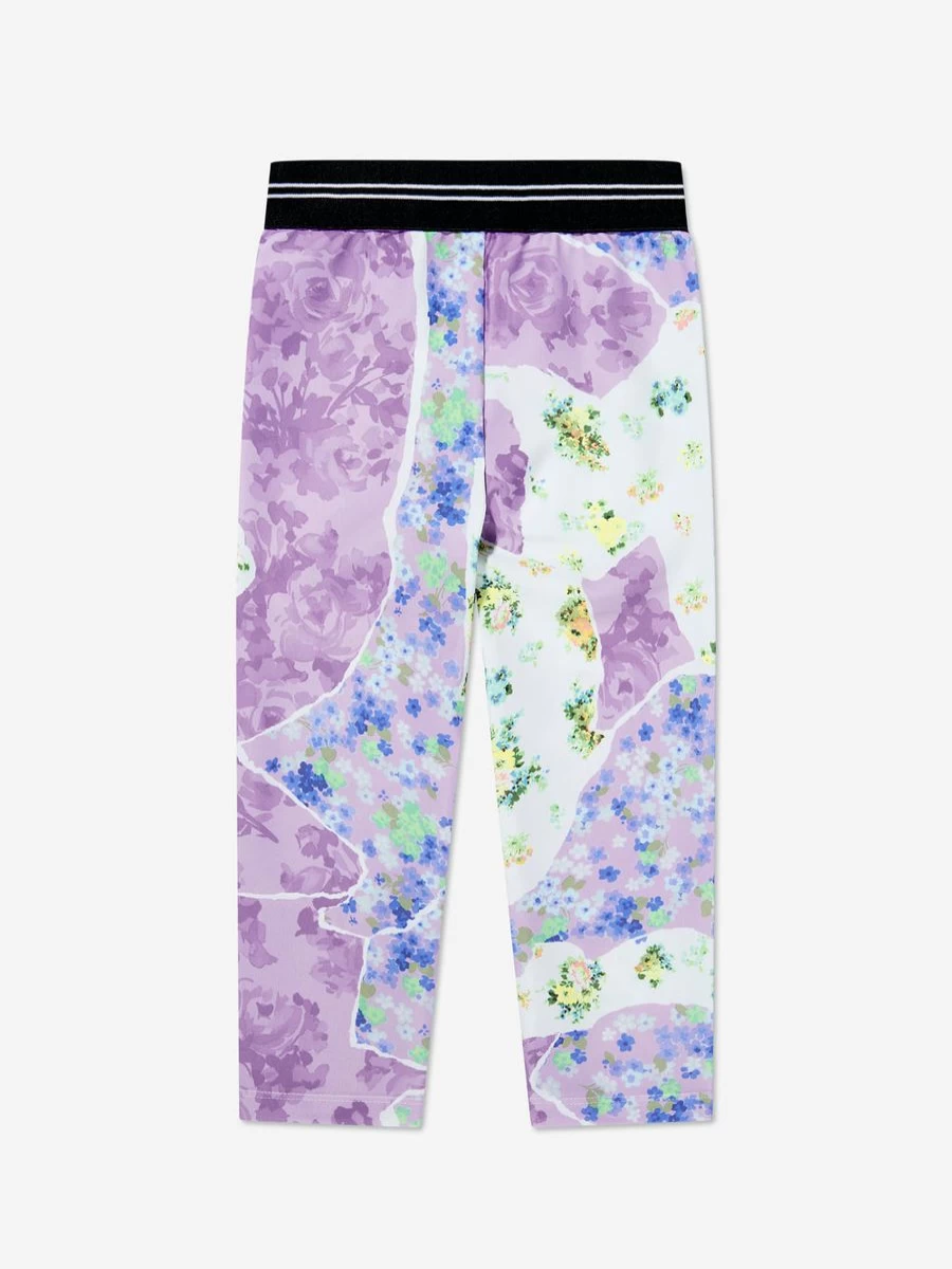 MSGM Girls Floral Print Multicolor Leggings for Kids
