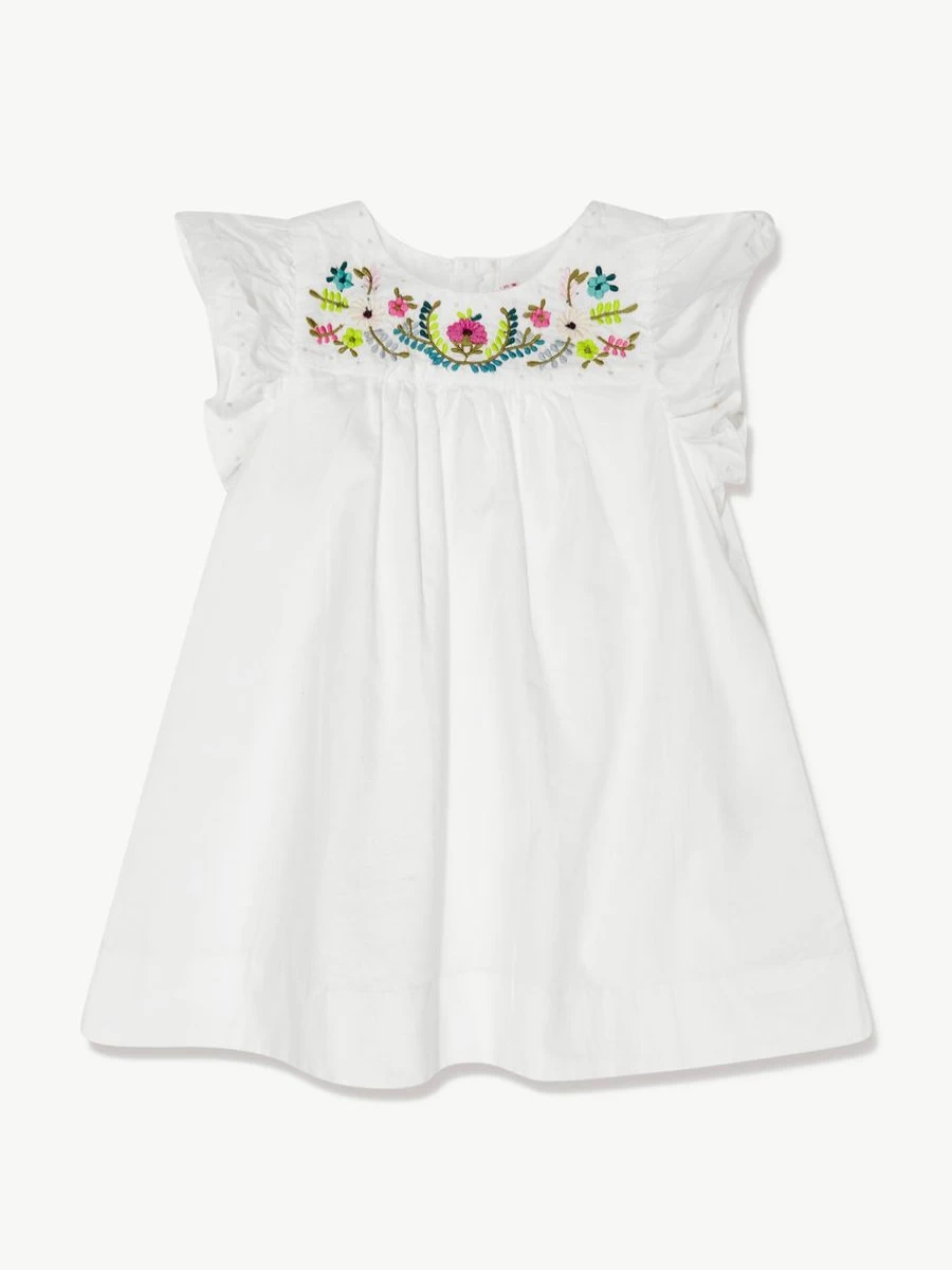 Bonpoint Baby Girls Laurie Dress - White Elegant Cotton Dress for Infants & Toddlers
