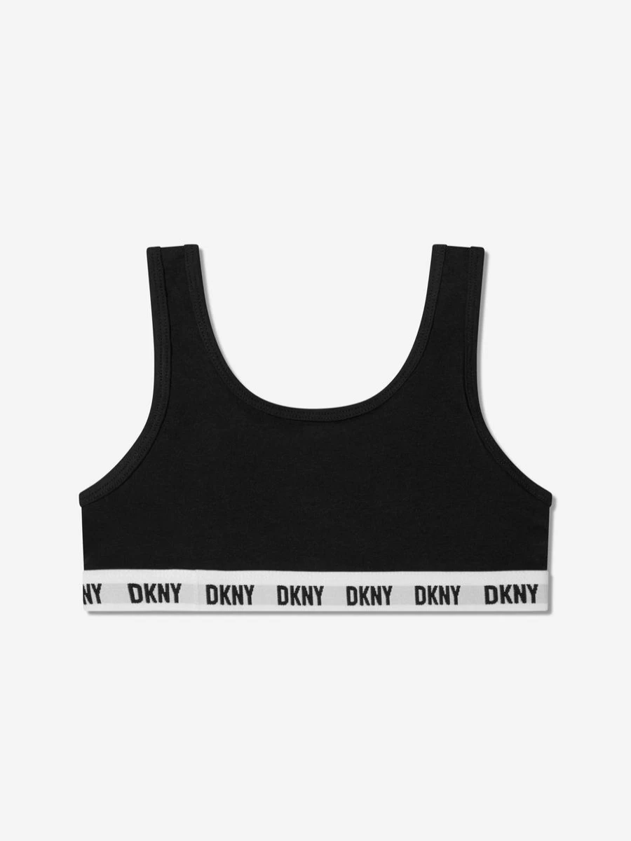 DKNY Girls 3-Pack Black Sports Bras - Comfortable Workout Bra Set for Teens