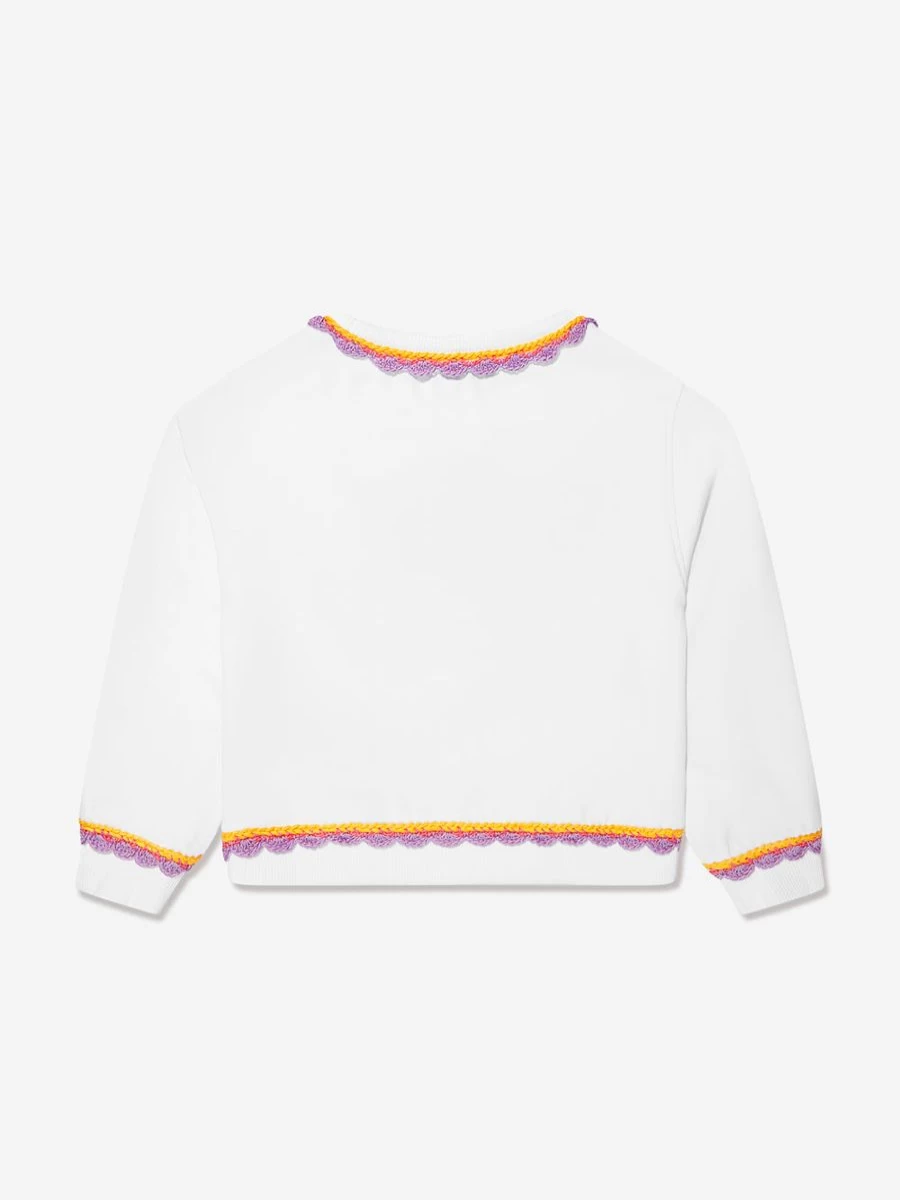 Moschino Kids Girls White Embroidered Logo Sweatshirt for Girls