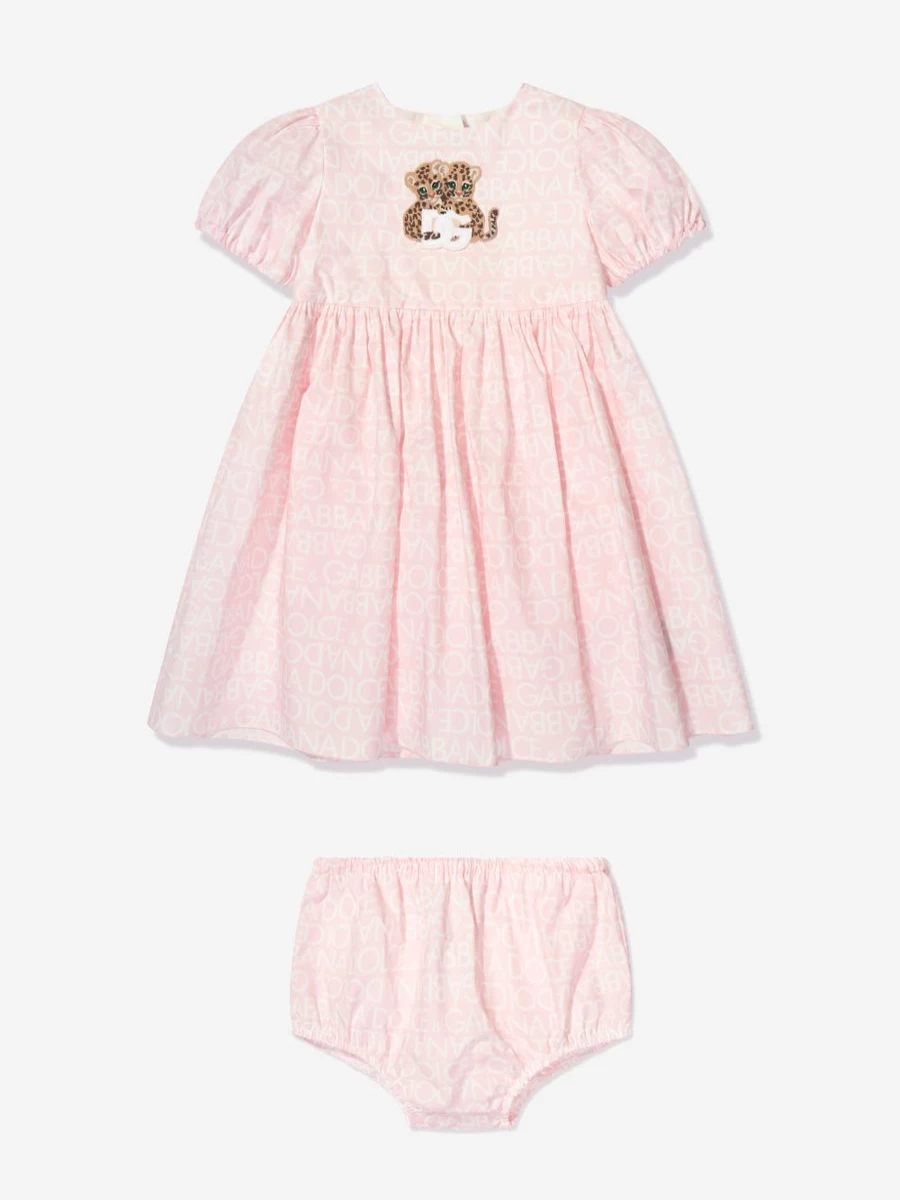 Dolce & Gabbana Kids Baby Girls Pink Leopard Print Dress