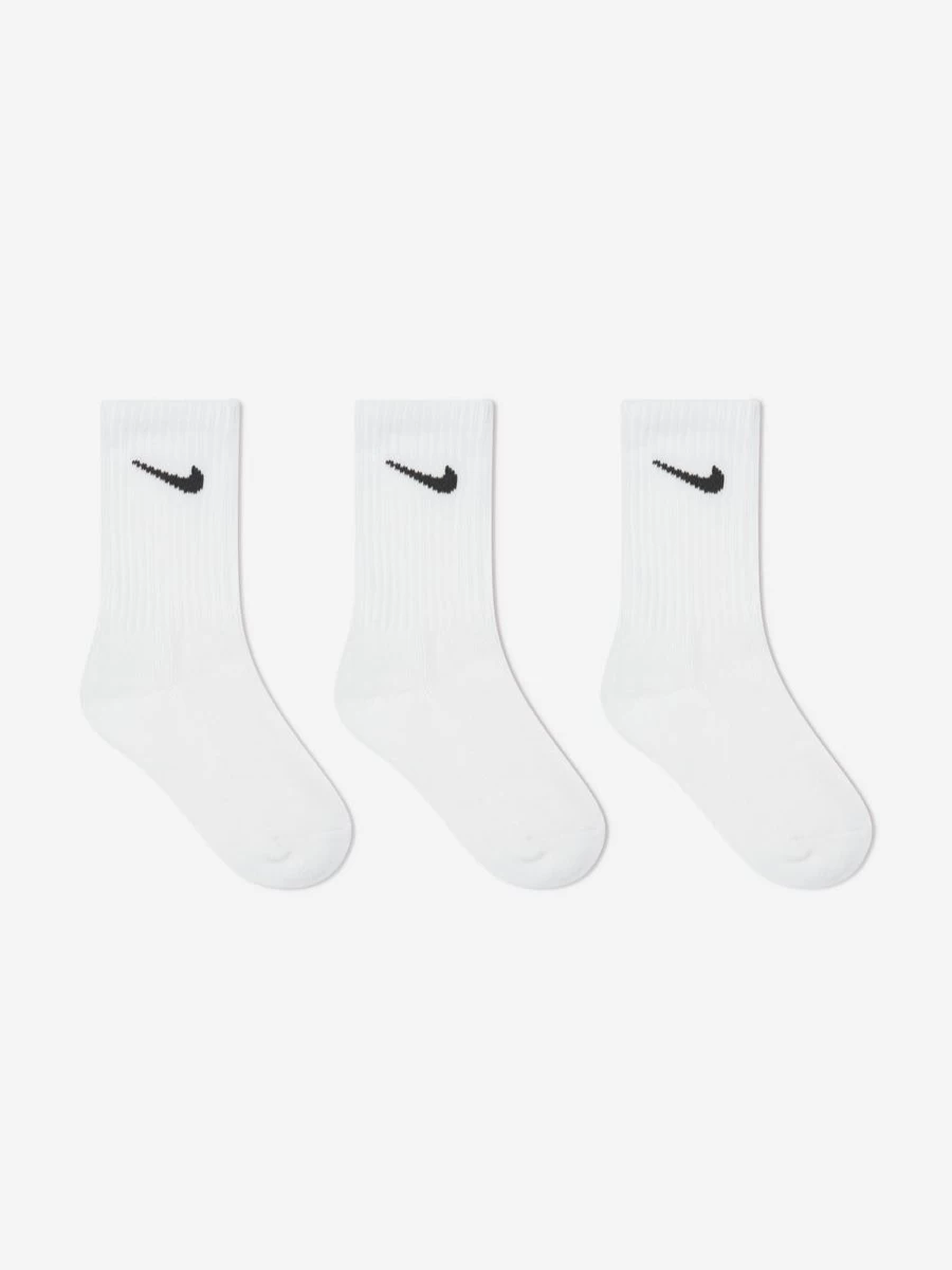 Nike Boys' 3-Pack White Athletic Socks for Everyday Wear
