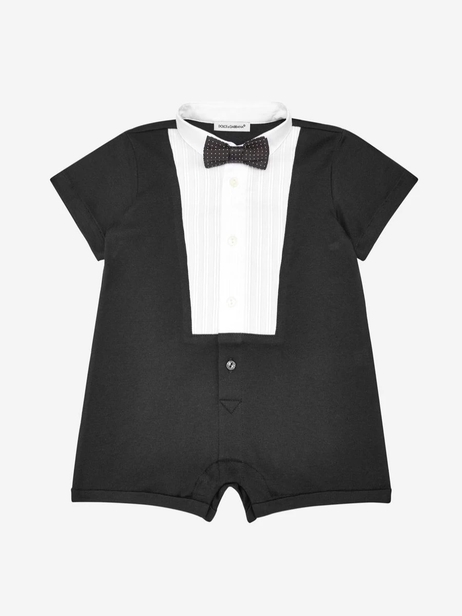 Dolce & Gabbana Kids Baby Boy's Cotton Tuxedo Shortie Outfit | Formal Summer Wear for Infants & Toddlers