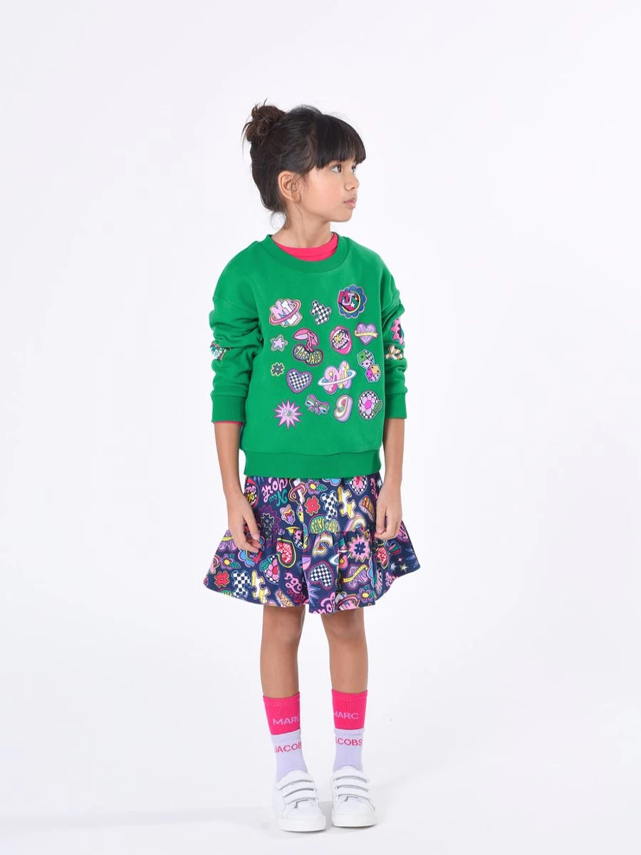 MARC JACOBS Girls Green Sweatshirt with Decorative Badges