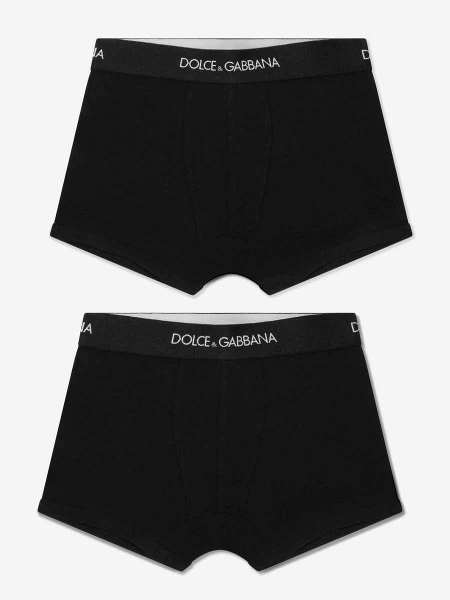 Dolce & Gabbana Kids Boys 2-Pack Cotton Logo Boxer Shorts | Comfort Underwear for Boys
