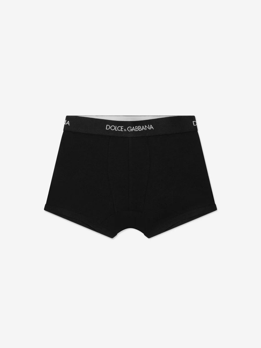 Dolce & Gabbana Kids Boys 2-Pack Cotton Logo Boxer Shorts | Comfort Underwear for Boys
