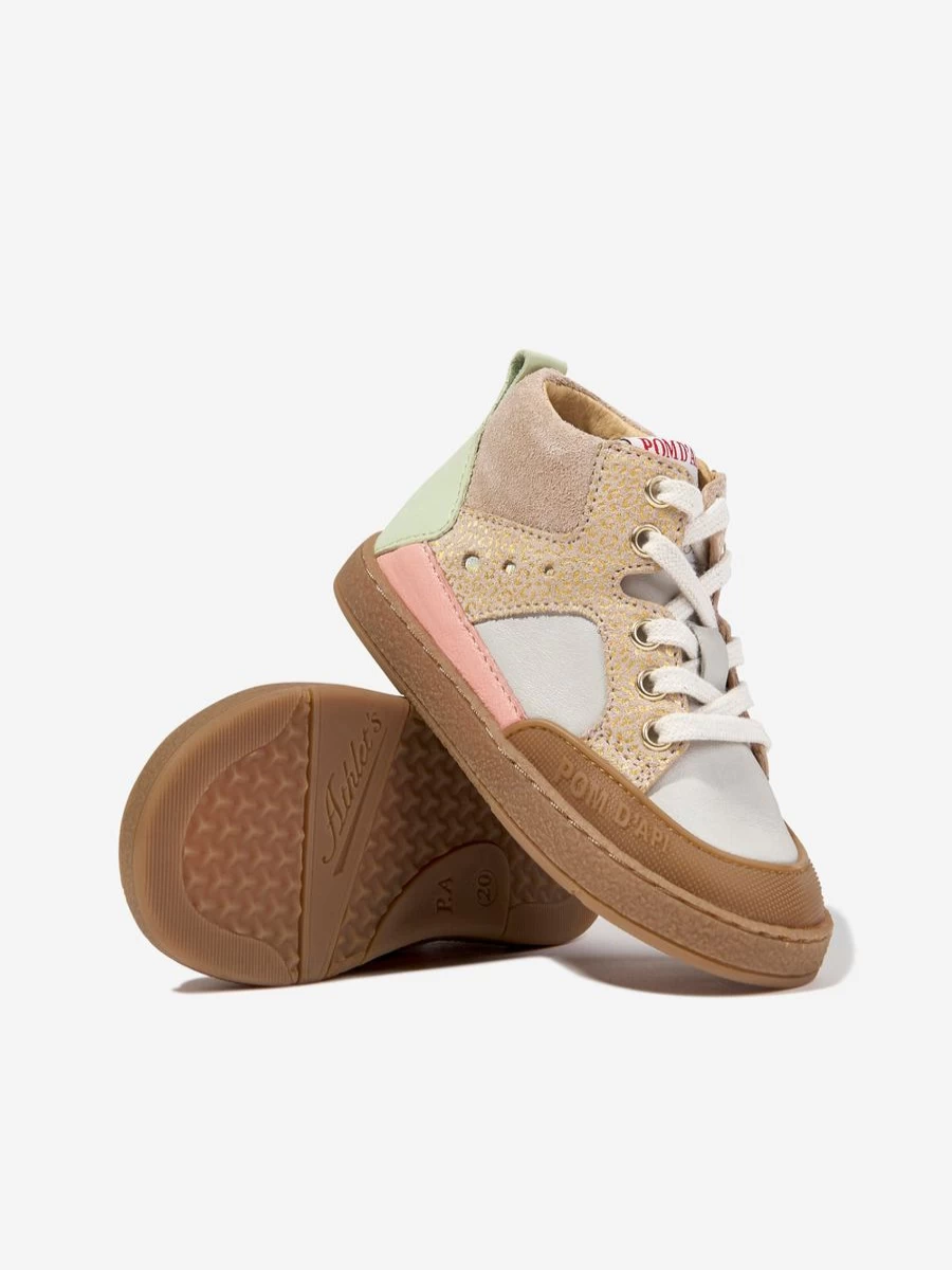 Pom D'Api Girls Multicolor High Top Mousse Bump Sneakers for Stylish Comfort