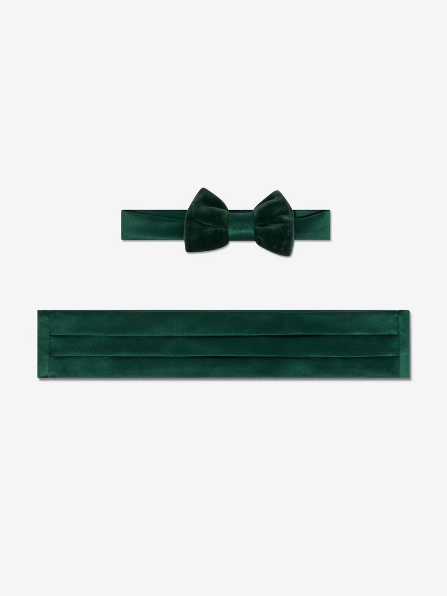Patachou Teen Green Velvet Bow Tie for Boys - Elegant Formal Accessory