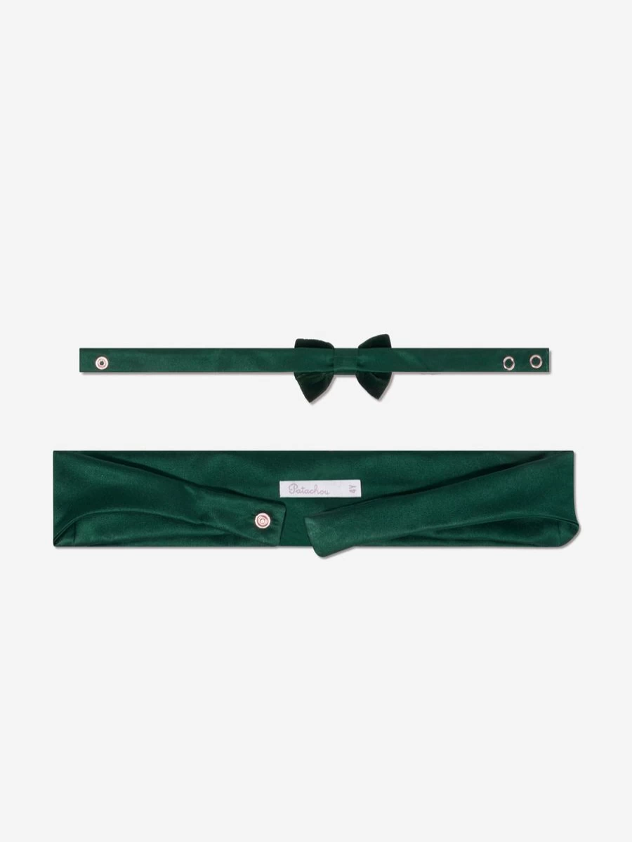Patachou Teen Green Velvet Bow Tie for Boys - Elegant Formal Accessory