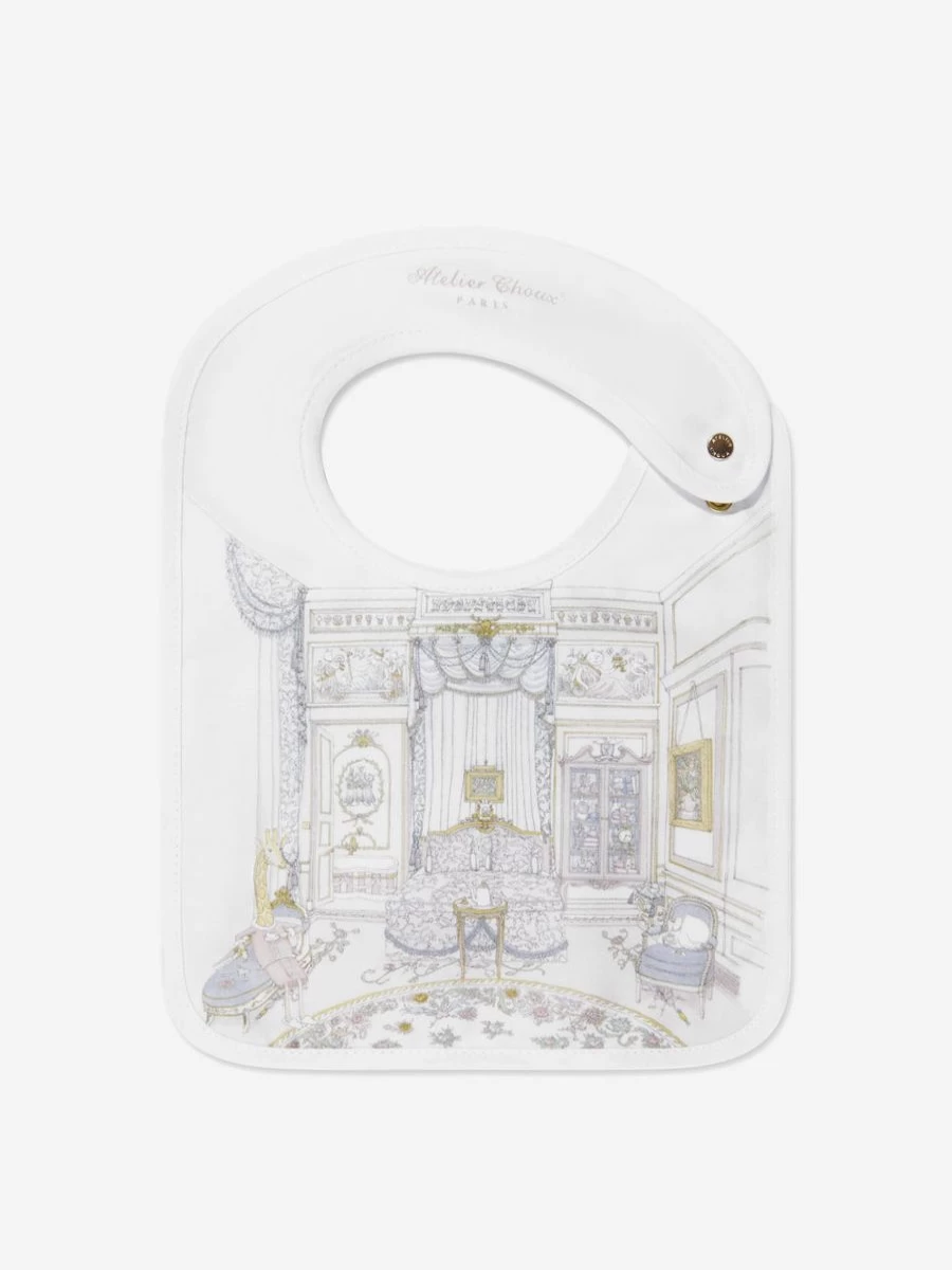 Atelier Choux Baby Girls Pink Satin Bib - French Nursery Style Bib for Infants