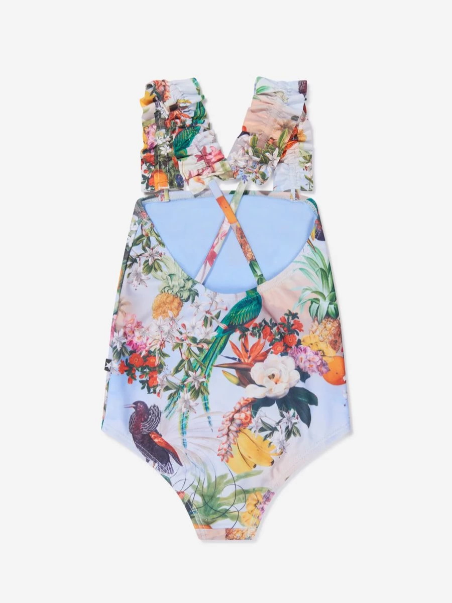 Molo Girls Tropical Print Nitika Swimsuit - Colorful Kids Swimwear for Summer Beach Fun