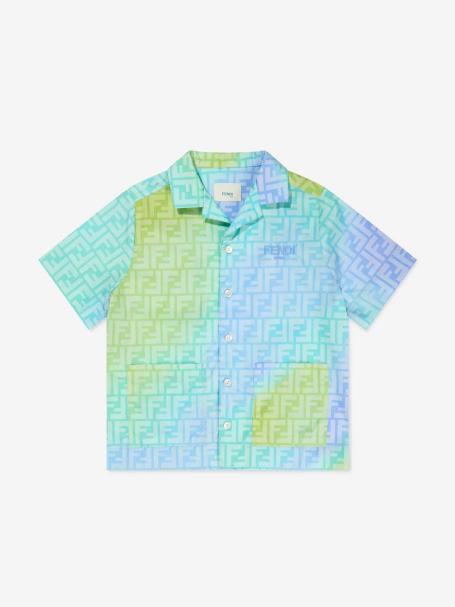 Fendi Kids Boys FF Metaverse Multicolored Short Sleeve Shirt | Casual Graphic Tee