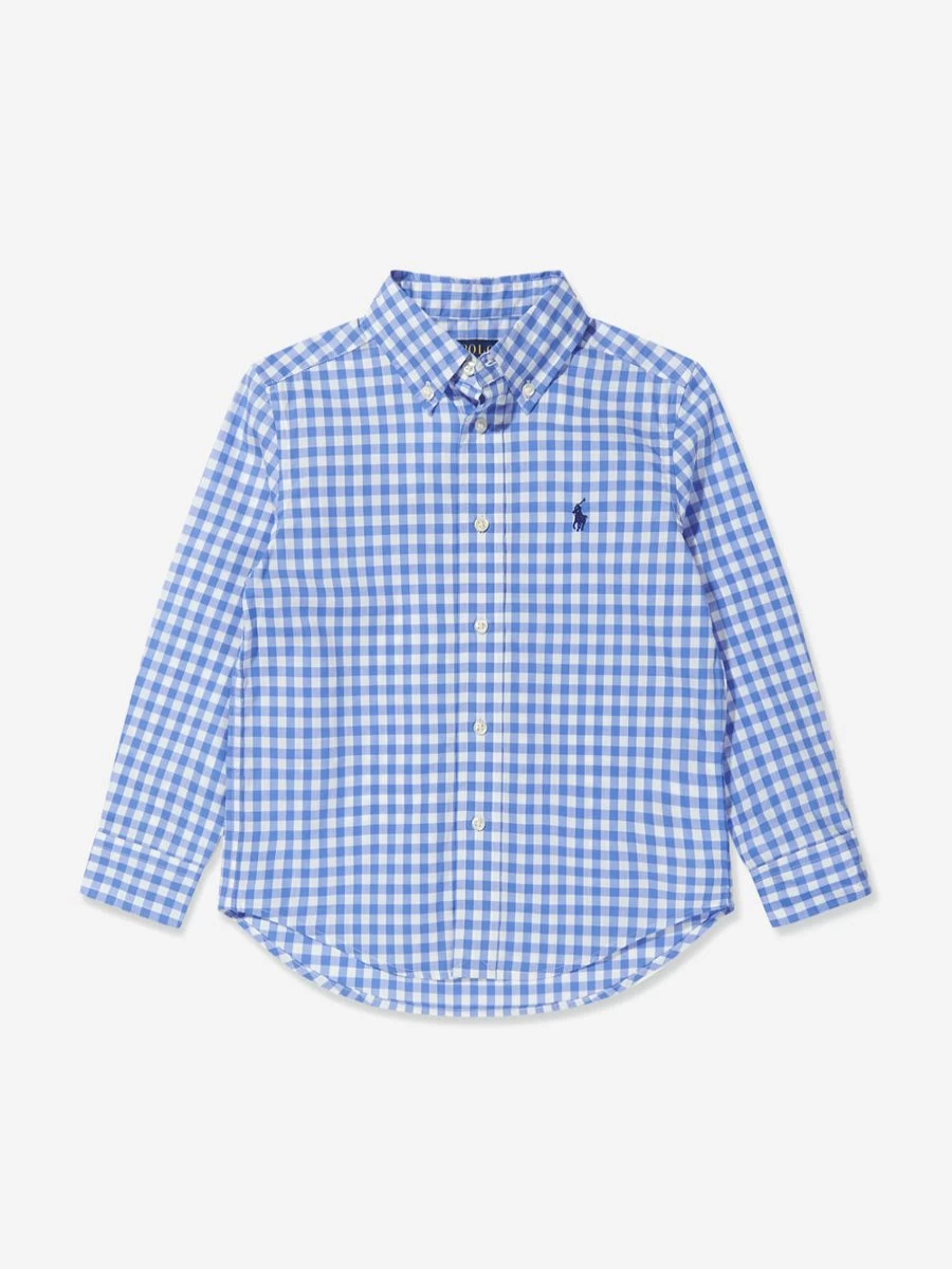 Ralph Lauren Teen Boys Blue Gingham Shirt - Classic Checkered Button-Up for Teens