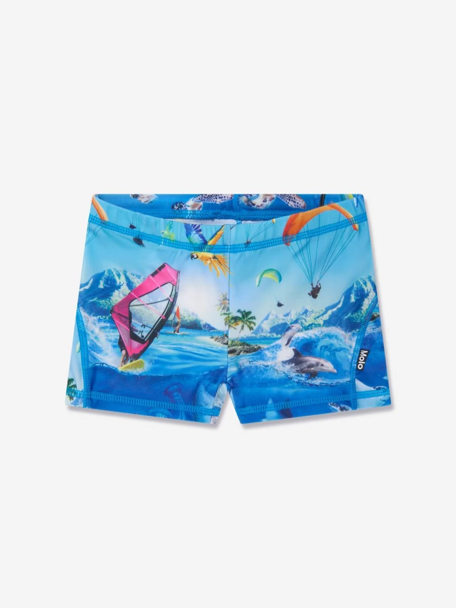 Molo Baby Boys' Blue Swim Trunks - Norton Style Quick-Dry Swimming Shorts