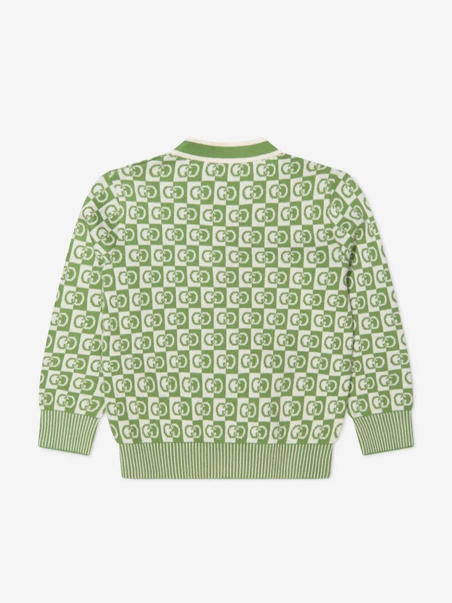 Gucci Kids Boys Green Knitted Cardigan Sweater