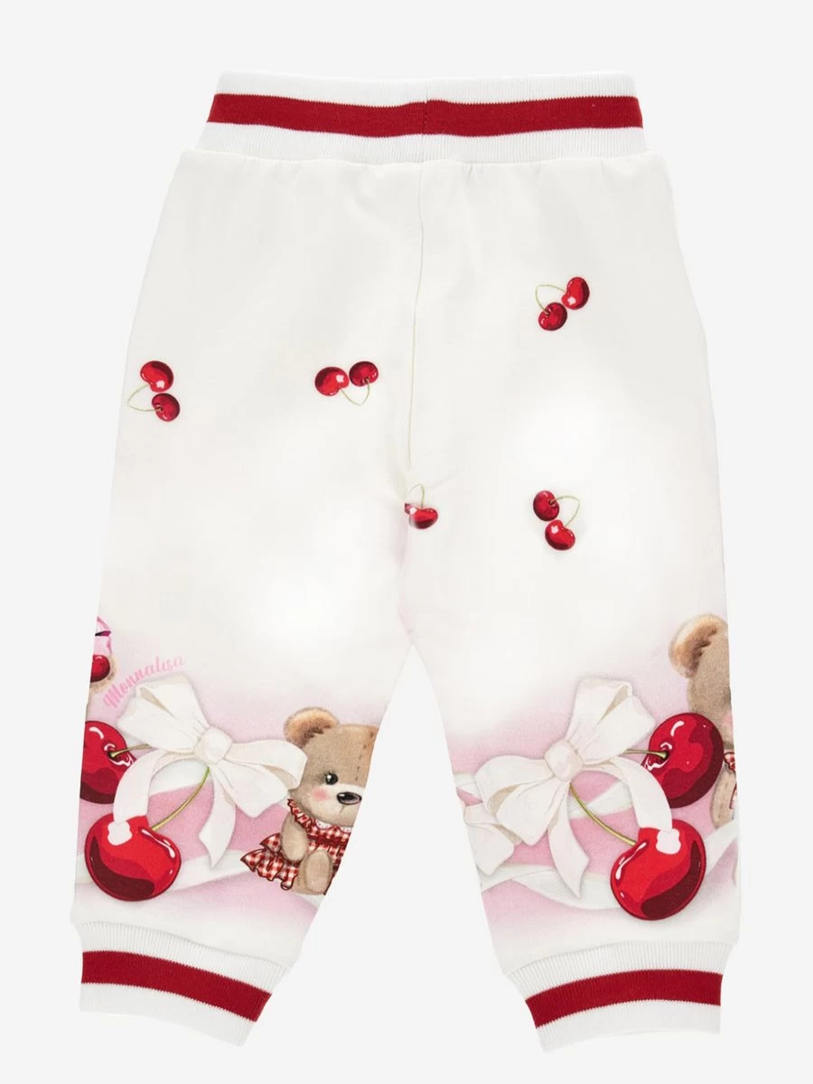 Monnalisa Baby Girls White Teddy Bear Joggers - Soft & Comfortable Pants